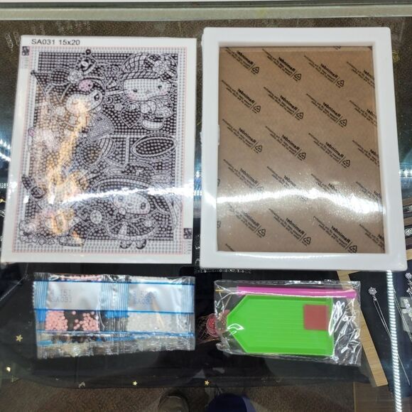 Brand New DIY Hello Kitty Kuromi Black & White Diamond Beads Art With Frame - Picture 6 of 9